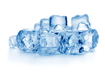 Wall Mural - Heap of ice cubes on white background