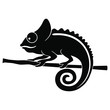 Icon chameleon. Flat symbol chameleon. Isolated black sign chameleon on white background. Vector Illustration