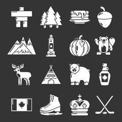 Wall Mural - Canada travel icons set grey vector