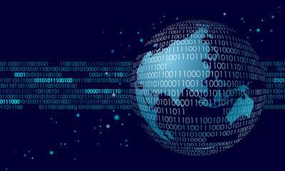 Global international connection information data exchange. Planet space modern future technology finance banking design.Binary code web security payment business vector illustration