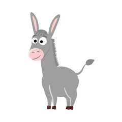 Cute cartoon donkey. Vector illustration isolated on white backg