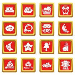 Poster - Sleeping icons set red square vector