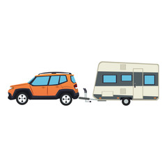 Sticker - SUV truck towing trailer vector illustration graphic design