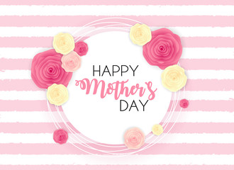 Happy Mother`s Day Cute Background with Flowers. Vector Illustration