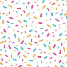 Colorful Confetti Sprinkles Seamless Pattern. Great For A Birthday Party Or An Event Celebration Invitation Or Decor. Surface Pattern Design.