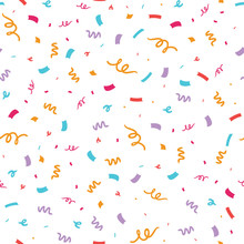 Colorful Confetti Seamless Repeat Pattern. Great For A Birthday Party Or An Event Celebration Invitation Or Decor. Surface Pattern Design.