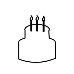 Wall Mural - cake outline clip art on white background, with burning candles on it