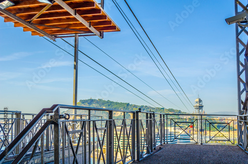 View Of The Cable Car Connecting Barceloneta Beach And
