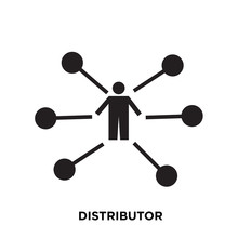 Distributor Icon On White Background, In Black, Vector Icon Illustration