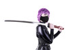 © michelaubryphoto - Sexy woman holding katana. Isolated on white background.