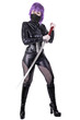 © michelaubryphoto - Sexy woman holding katana. Isolated on white background.
