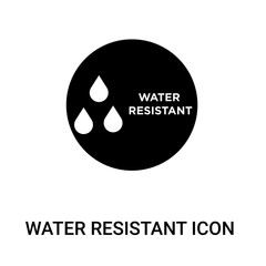 Poster - water resistant icon on white background, in black, vector icon illustration