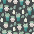 House plants vector seamless pattern