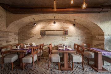 Poster - Coffee restaurant interior wit hbrick walls