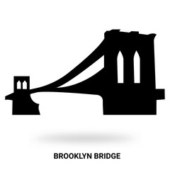 Wall Mural - brooklyn bridge silhouette isolated on white background