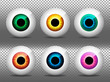 © Free Ukraine&Belarus - Eyes set. Realistic 3d eyeballs vector illustration. Real human iris,pupil and eye sphere. Icon on transparent background. Isolated macro color eyeball. Blue, green, yellow, red, purple, violet colors
