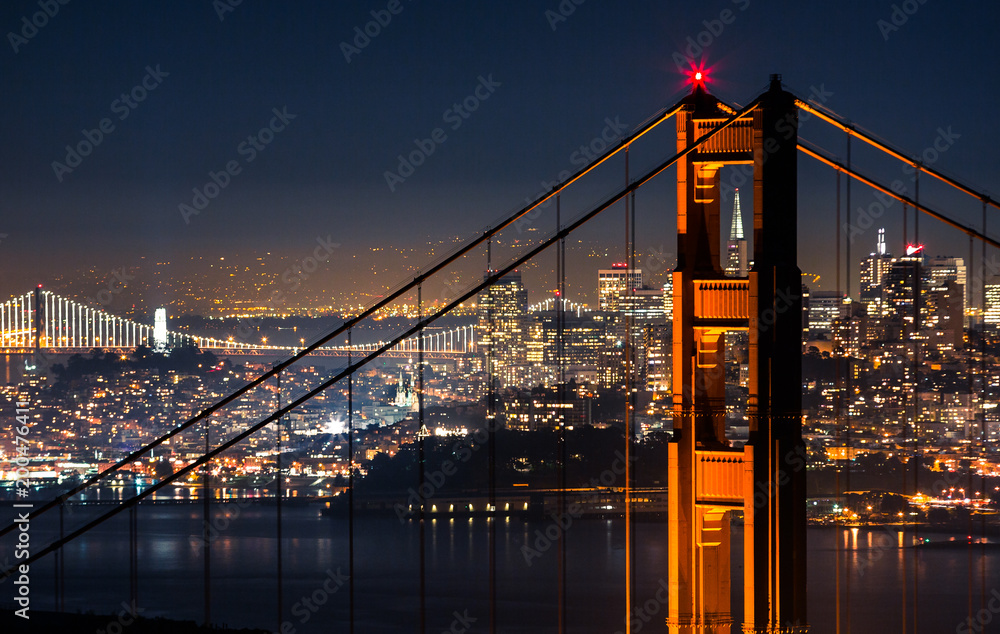 Golden Gate Bridge at Night Stock Photo | Adobe Stock