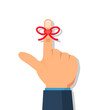 Businessman's hand with Reminder string  on finger. Vector illustration.