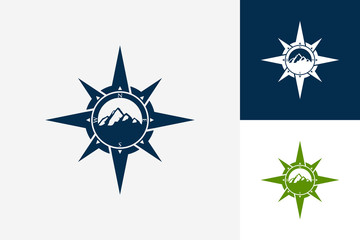 Compass Mountain Logo Template Design Vector, Emblem, Design Concept, Creative Symbol, Icon