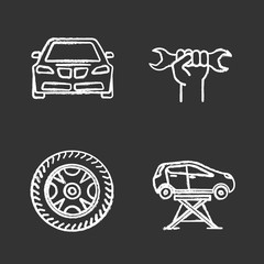 Canvas Print - Auto workshop chalk icons set