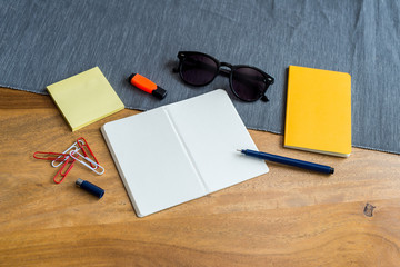 Wall Mural - Empty notebook with copy space as flat lay and template