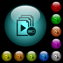 Poster - Processing playlist icons in color illuminated glass buttons