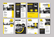 Set of yellow cover and layout brochure, flyer, poster, annual report, design templates. Use for business book, magazine, presentation, portfolio, corporate background.