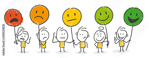 Cuadros en Lienzo Strichfiguren / Strichmännchen: Smiley Schilder. (Nr. 221)