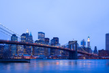 Fototapeta  - Brooklyn Bridge over the East River and downtown skyline, Manhattan, New York City, New York, United States