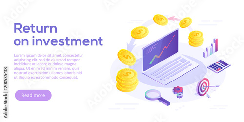 Fotografía Return on investment concept vector illustration in isometric design