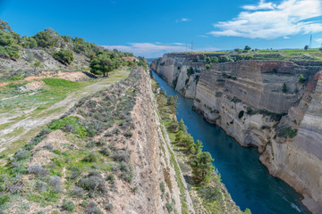 View of the Corinth canal in Greece.