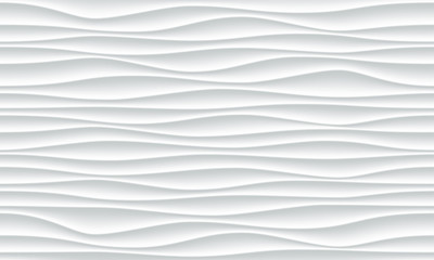 White wave pattern background with seamless horizontal wave wall texture. Vector trendy ripple wallpaper interior decoration. Seamless 3d geometry design
