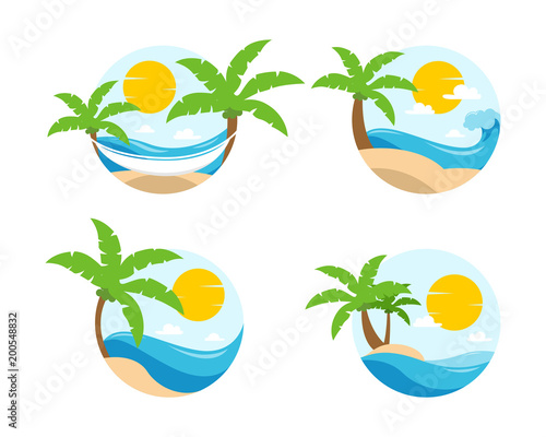 Set Of Awesome Holiday Beach Travel Vocation Logo Icon Buy