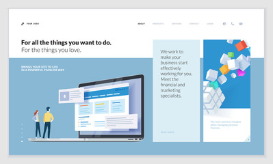 Creative website template design. Vector illustration concept of web page design for website and mobile website development. Easy to edit and customize.