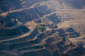 Wall Mural - technique in work in the iron ore quarry. Panorama. View of the quarry roads