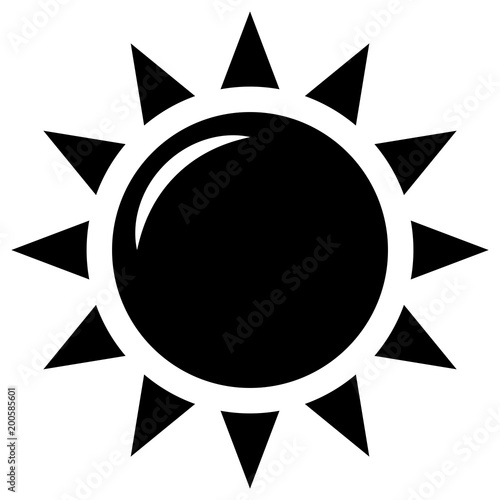 Simple Flat Black Sun Silhouette Icon Isolated On White Buy