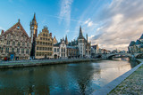 Fototapeta Perspektywa 3d - Medieval Gent skyline