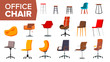 © PikePicture - Chair Set Vector. Office Creative Modern Desk Chairs. Interior Seat Design Element. Flat Isolated Furniture Illustration