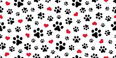Wall Mural - dog paw seamless pattern vector heart isolated scarf valentine wallpaper background