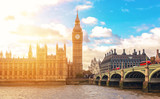 Fototapeta Londyn - London England Big Ben, Houses of parliament & Westminster Bridge