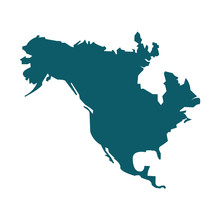 North America Map Vector Icon. Flat Design Blue Color