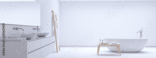 Fotografía new modern zen bathroom with white wall. 3d rendering