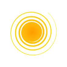 Orange Abstract Circle Banner Element For Design In The Form Of The Sun With Spiral Rays Halftone Decorative Isolated Symbol Of Summer, Spring Creative Design Advertising Logo Icon Sun Vector Clip Art