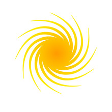 Orange Abstract Circle Banner Element For Design In The Form Of The Sun With Spiral Rays Halftone Decorative Isolated Symbol Of Summer, Spring Creative Design Advertising Logo Icon Sun Vector Clip Art