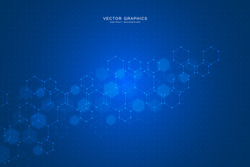 Technology background with hexagons. Molecular structure and chemical compounds.