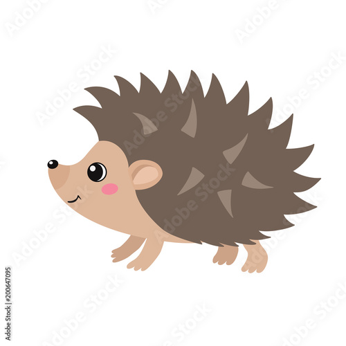 Cuadros en Lienzo Vector flat illustration of cute hedgehog isolated on white background