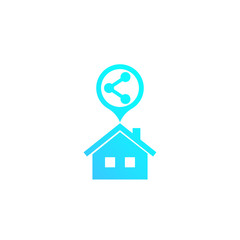 Wall Mural - home sharing vector icon on white