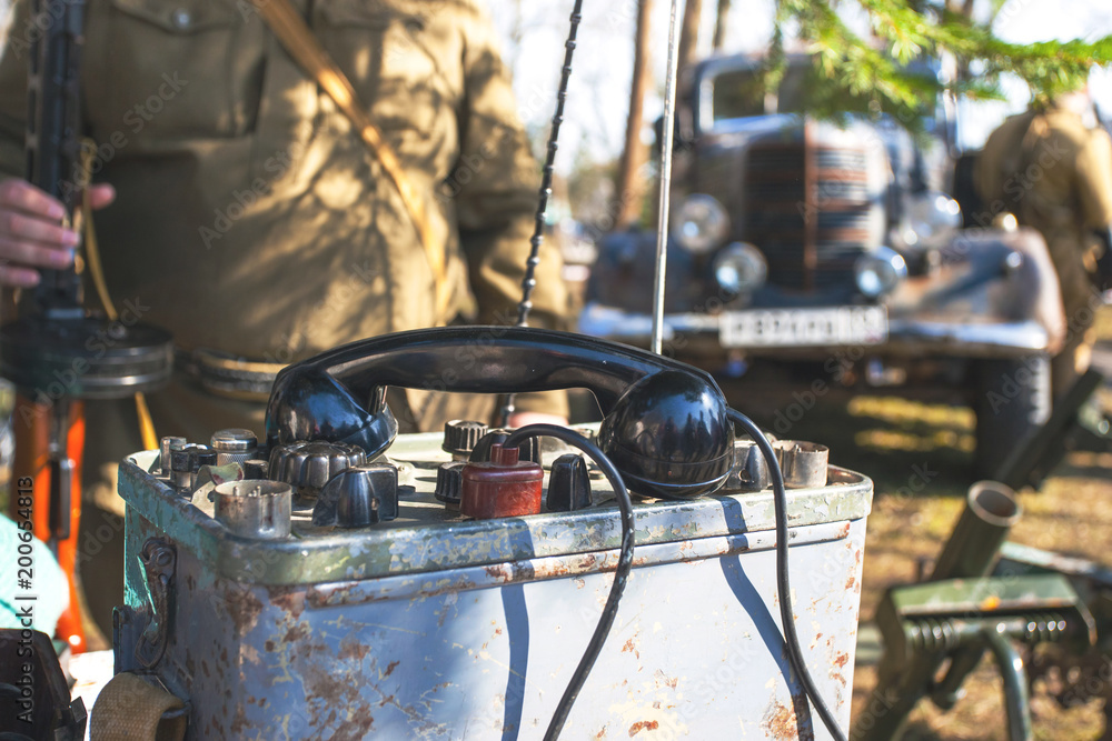old military intercom system of the Second World War, retro toned Stock ...
