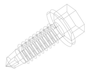 Wall Mural - Screw 3D blueprint - isolated