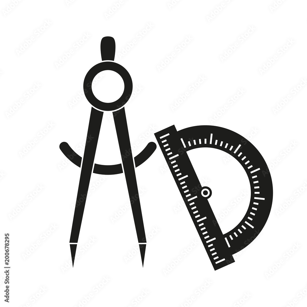 Divider and protractor black icons Stock Vector | Adobe Stock